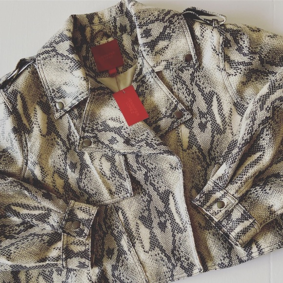 Jennifer Lopez | Faux Leather Snake Moto Jacket - Picture 2 of 5